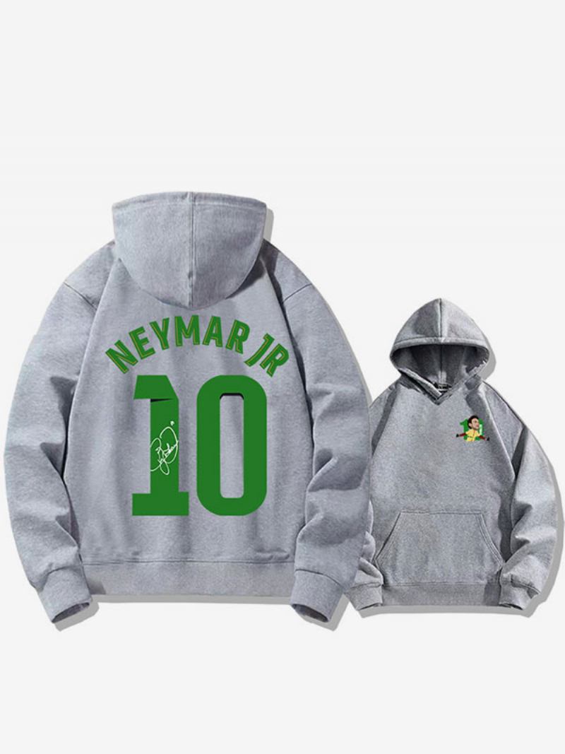 Brazilska Majica S Kapuljačom Neymar Broj 10 Za Muškarce - Svijetlo Siva