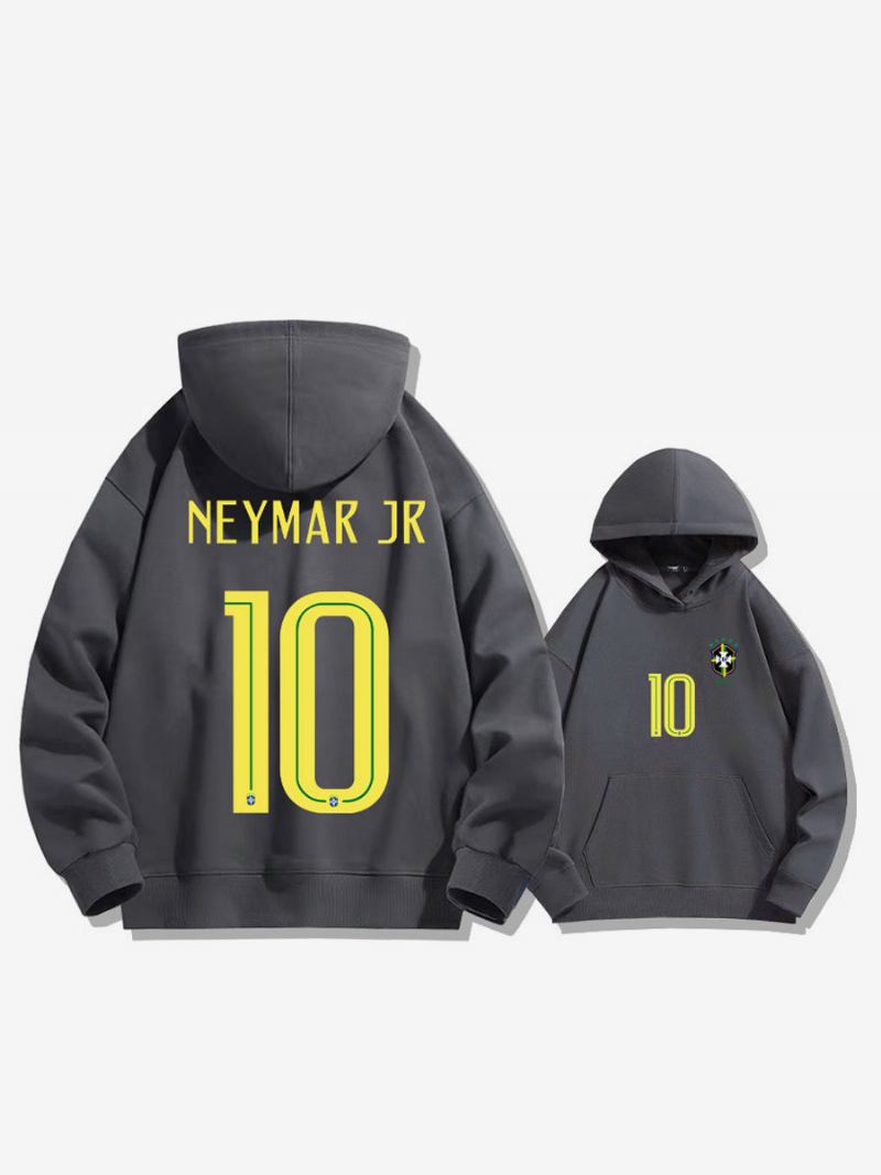 Brazilska Majica S Kapuljačom Neymar Broj 10 Za Muškarce - Tamno Siva