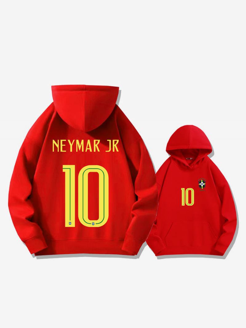Brazilska Majica S Kapuljačom Neymar Broj 10 Za Muškarce - Crvena