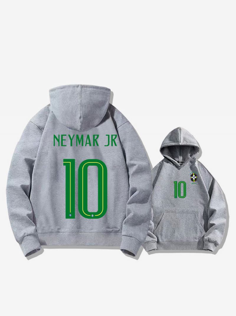 Brazilska Majica S Kapuljačom Neymar Broj 10 Za Muškarce - Svijetlo Siva