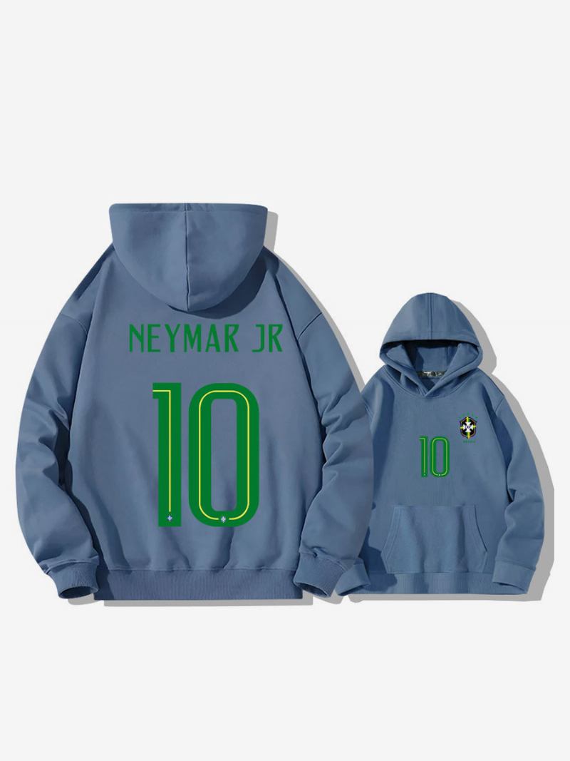 Brazilska Majica S Kapuljačom Neymar Broj 10 Za Muškarce - Plavo Siva