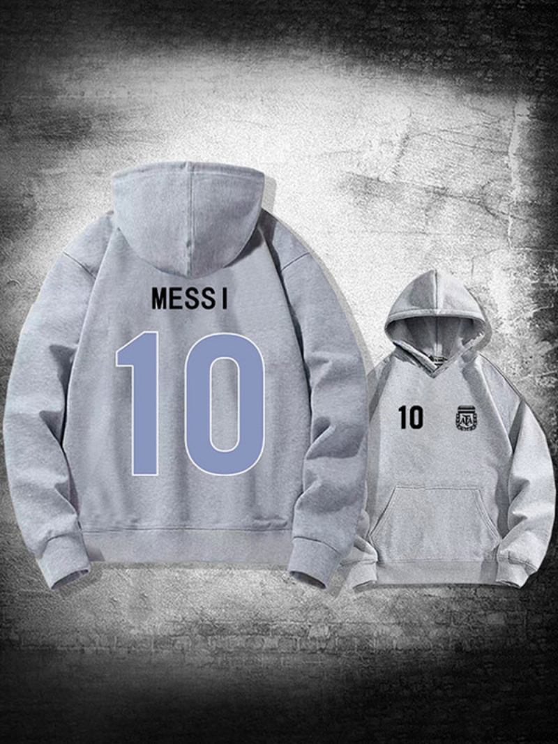 Muška Jakna S Kapuljačom Argentina Messi Broj 10 - Svijetlo Siva