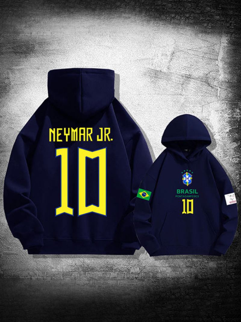Muška Majica S Kapuljačom Dugih Rukava Neymar Jr Qatar - Tamnoplava