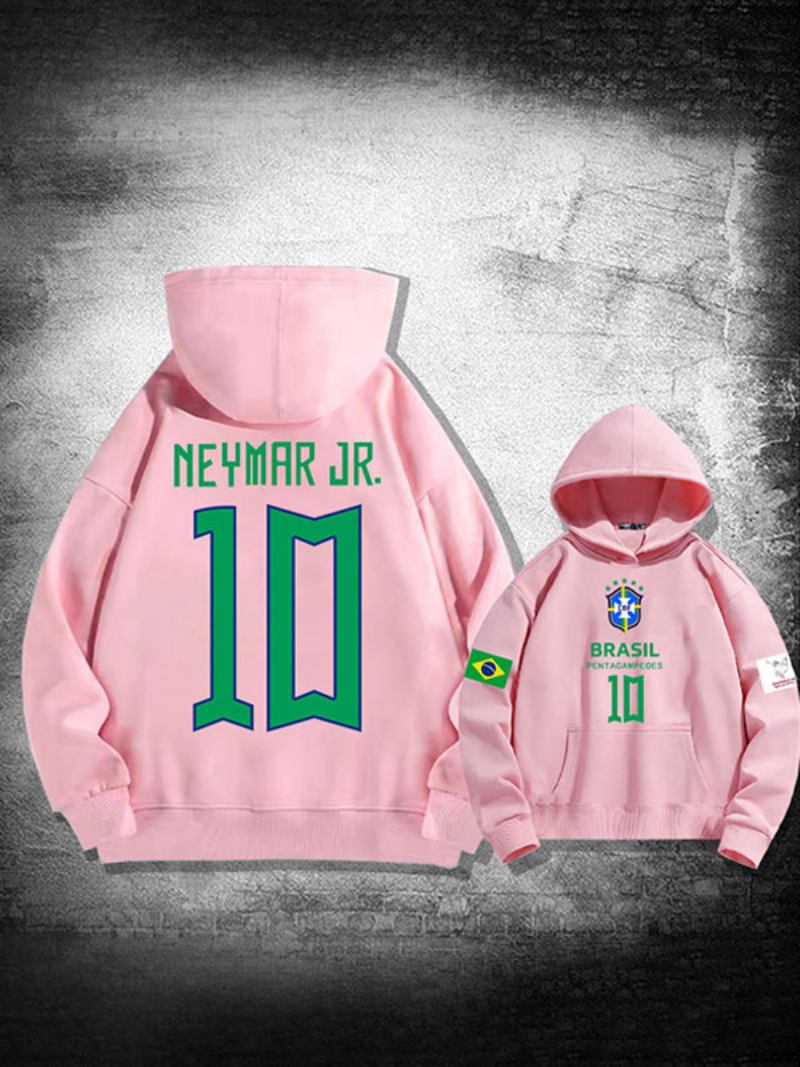 Muška Majica S Kapuljačom Dugih Rukava Neymar Jr Qatar - Ružičasta