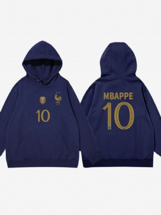 Muška Majica S Kapuljačom France Team Les Bleus Broj 10 Mbappé Plavi Kaput