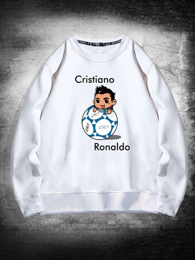 Muška Majica S Majicom Ronaldo Gornji Dio Dugih Rukava - Bijela