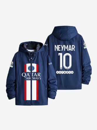 Psg Broj 10 Neymar Jr Muška Jakna S Kapuljačom Plavi Kaput Patentnim Zatvaračem