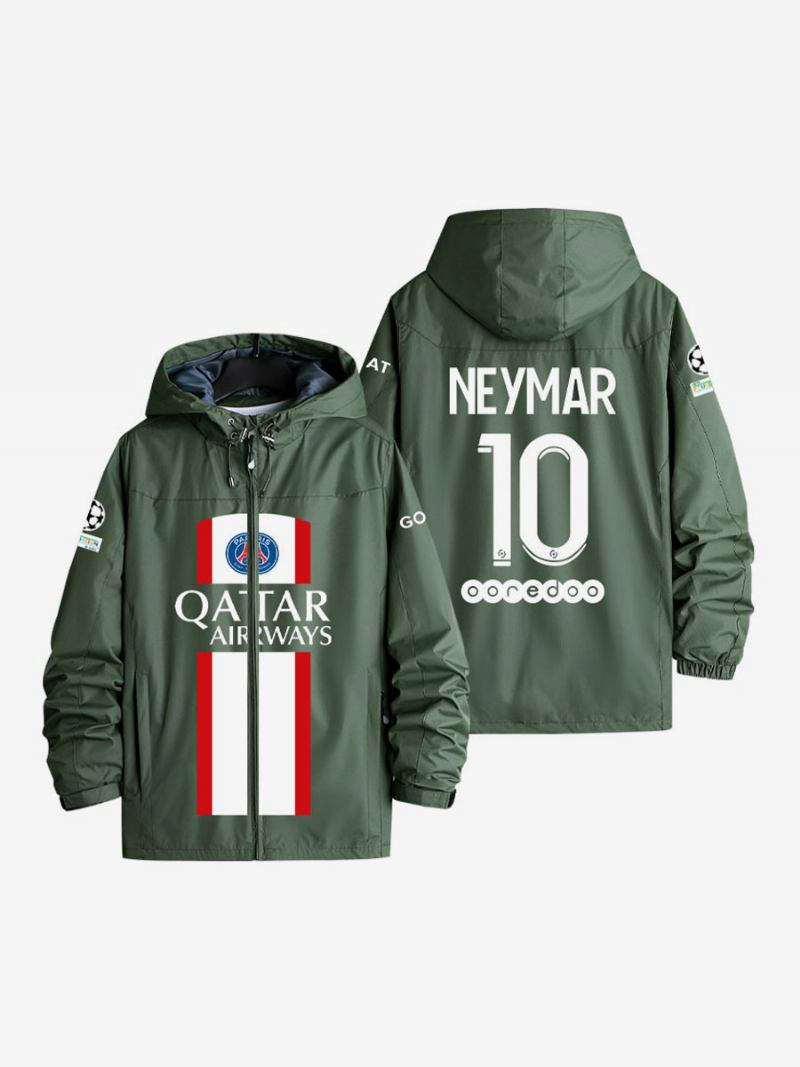 Psg Broj 10 Neymar Jr Muška Jakna S Kapuljačom Plavi Kaput Patentnim Zatvaračem - Hunter Zelena