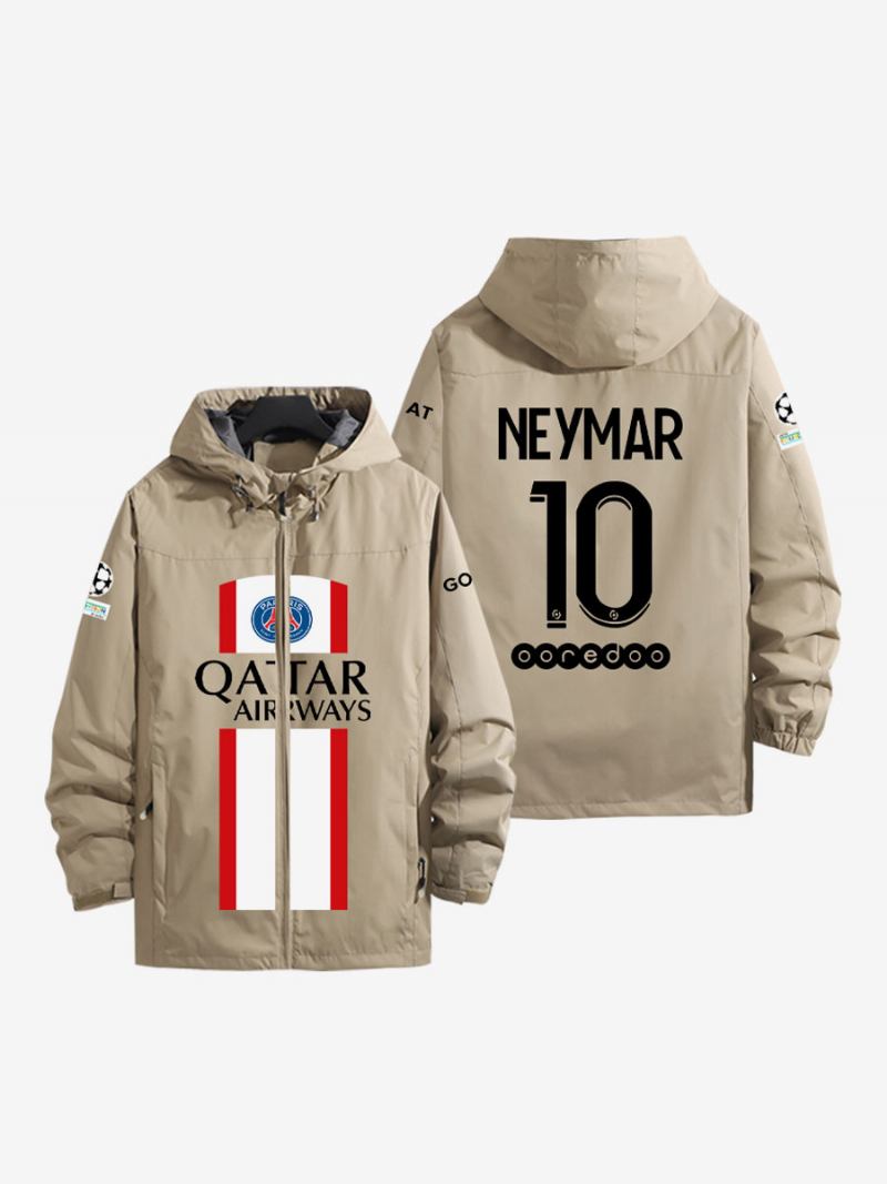 Psg Broj 10 Neymar Jr Muška Jakna S Kapuljačom Plavi Kaput Patentnim Zatvaračem - Kaki