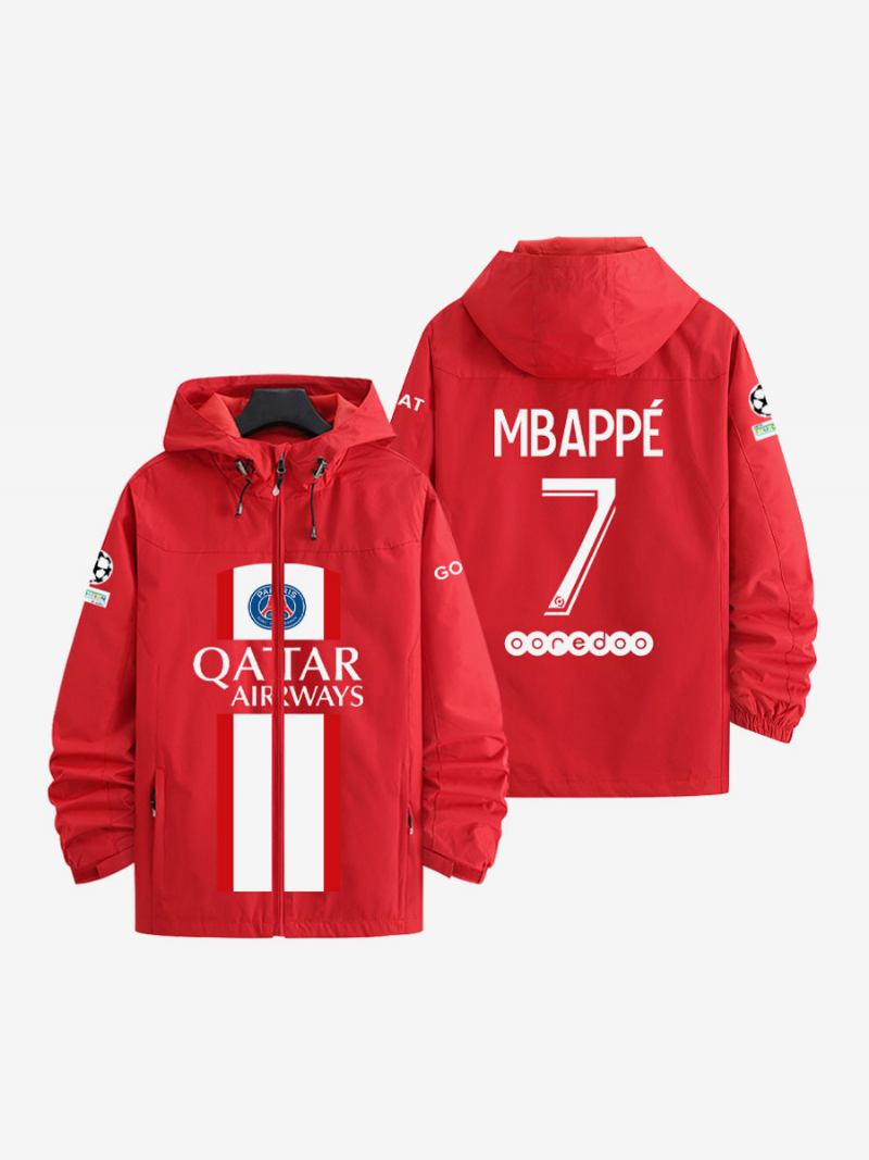 Psg Broj 7 Mbappé Muška Jakna S Kapuljačom Dugih Rukava Plavi Kaput Za Muškarce. - Crvena