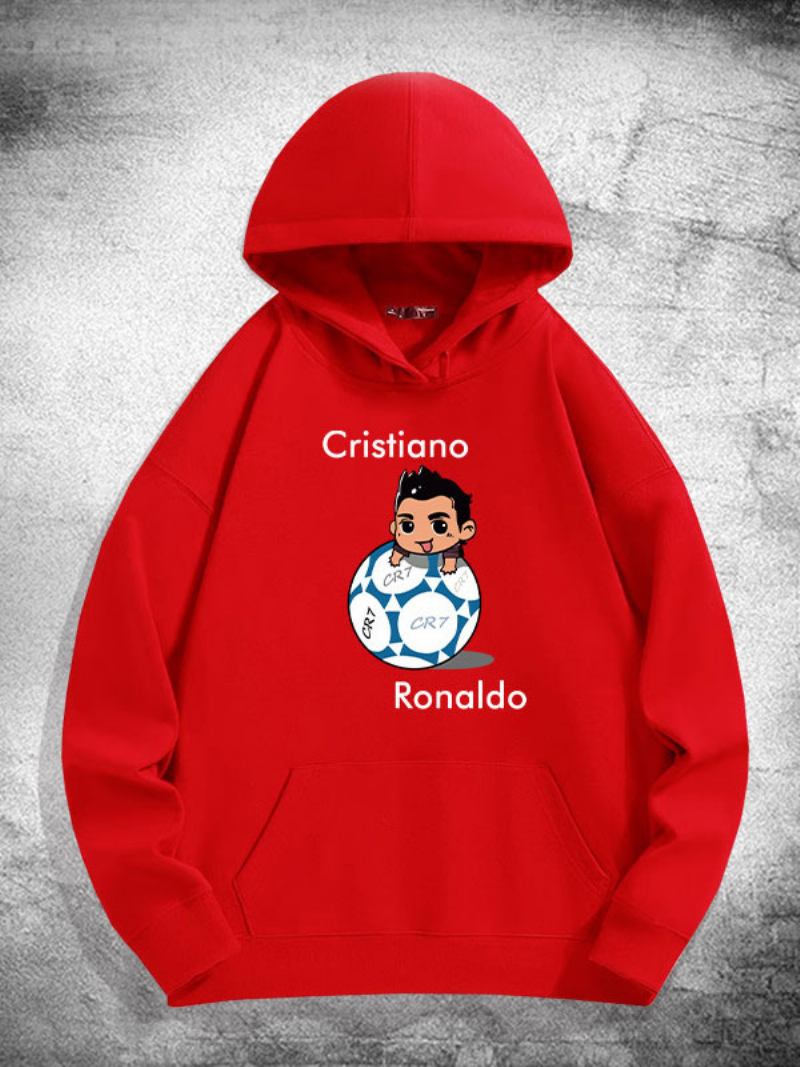 Ronaldo Muška Majica S Kapuljačom Dugih Rukava - Crvena