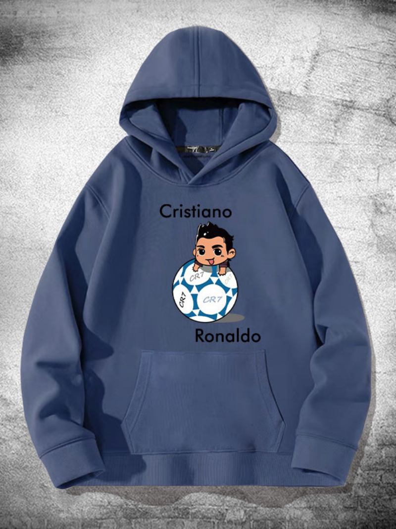 Ronaldo Muška Majica S Kapuljačom Dugih Rukava - Plavo Siva