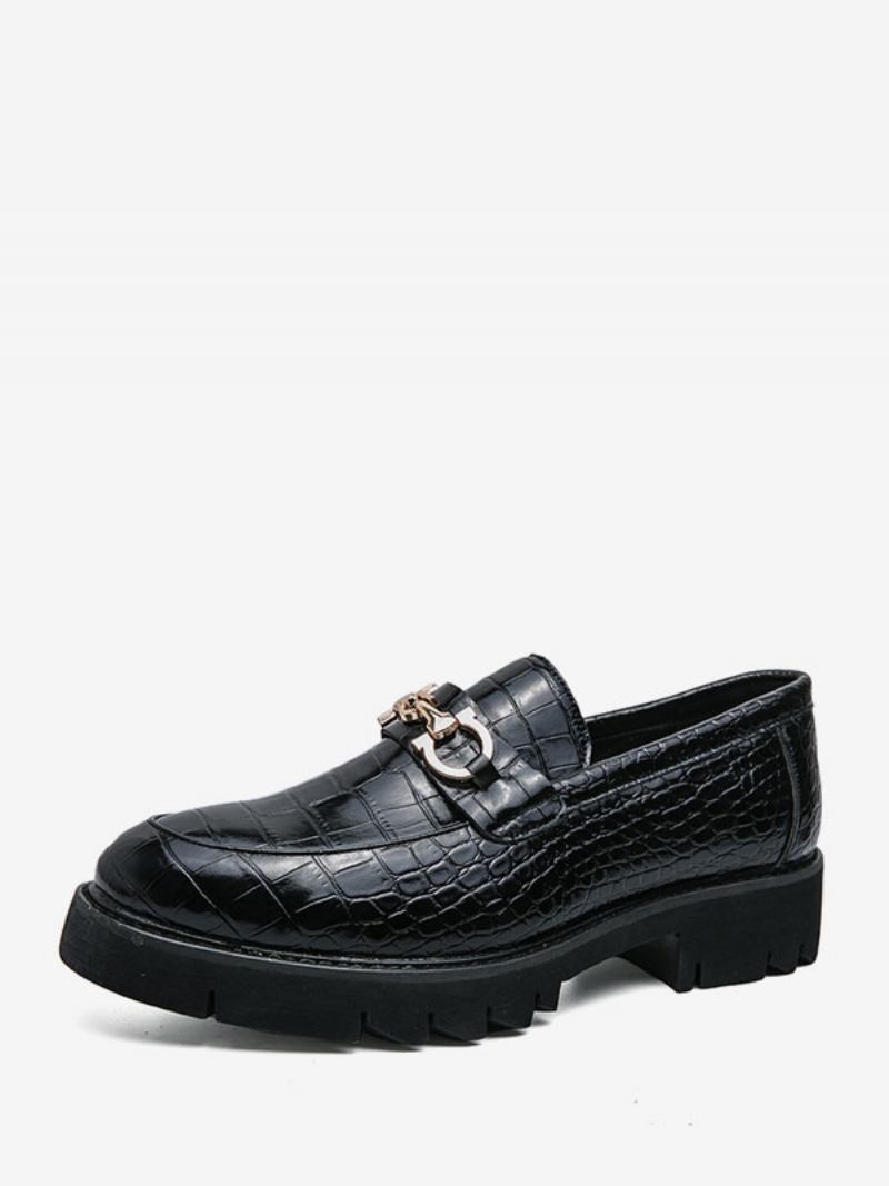 Loafer Cipele Za Muškarce Natikače S Metalnim Detaljima Sa Zmijskim Printom Okruglim Prstima Od Pu Kože