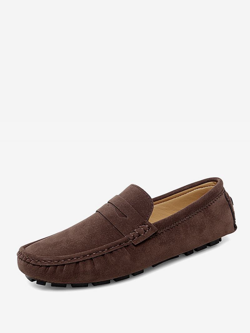 Loafer Cipele Za Muškarce Vožnju S Okruglim Prstima - Kava Smeđa