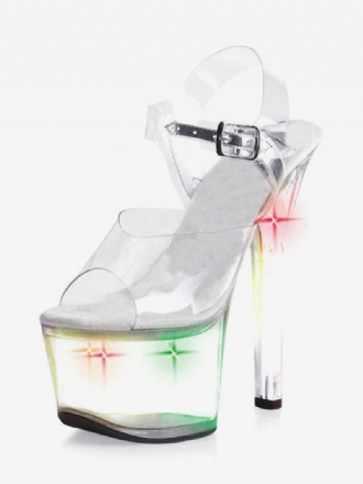 Cipele Za Ples Na Šipci Ženske Prozirne Seksi Sandale S Platformom I Stiletto Petom Skidanje Led Svjetlom