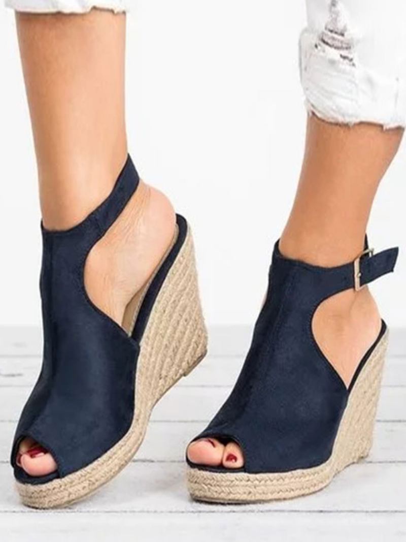 Ženske Frotirske Sandale S Otvorenim Prstima I Espadrilama - Deep Blue