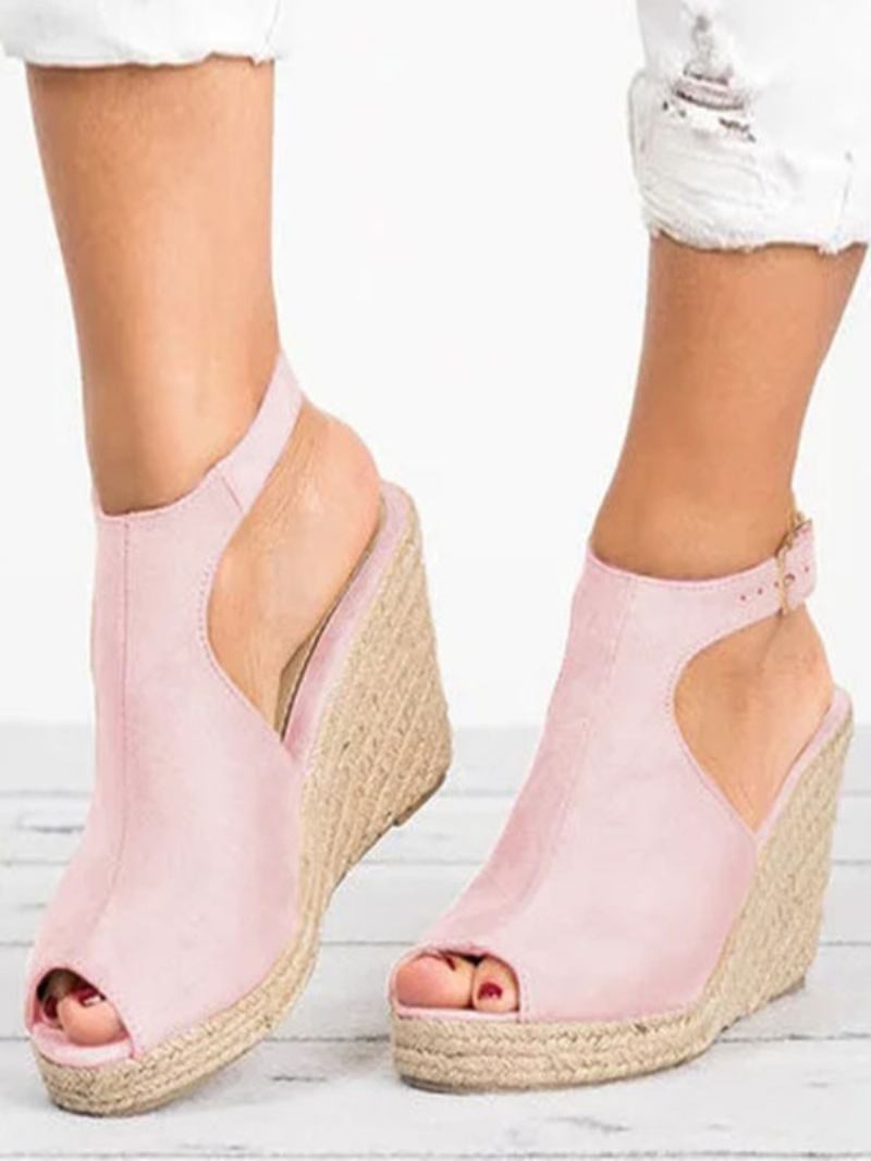 Ženske Frotirske Sandale S Otvorenim Prstima I Espadrilama - Pink