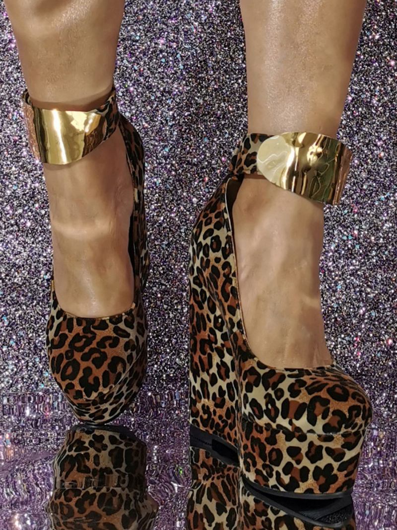 Ženske Seksi Cipele S Natikačima Modne Nubuk Hlače Okruglim Prstima - Leopard