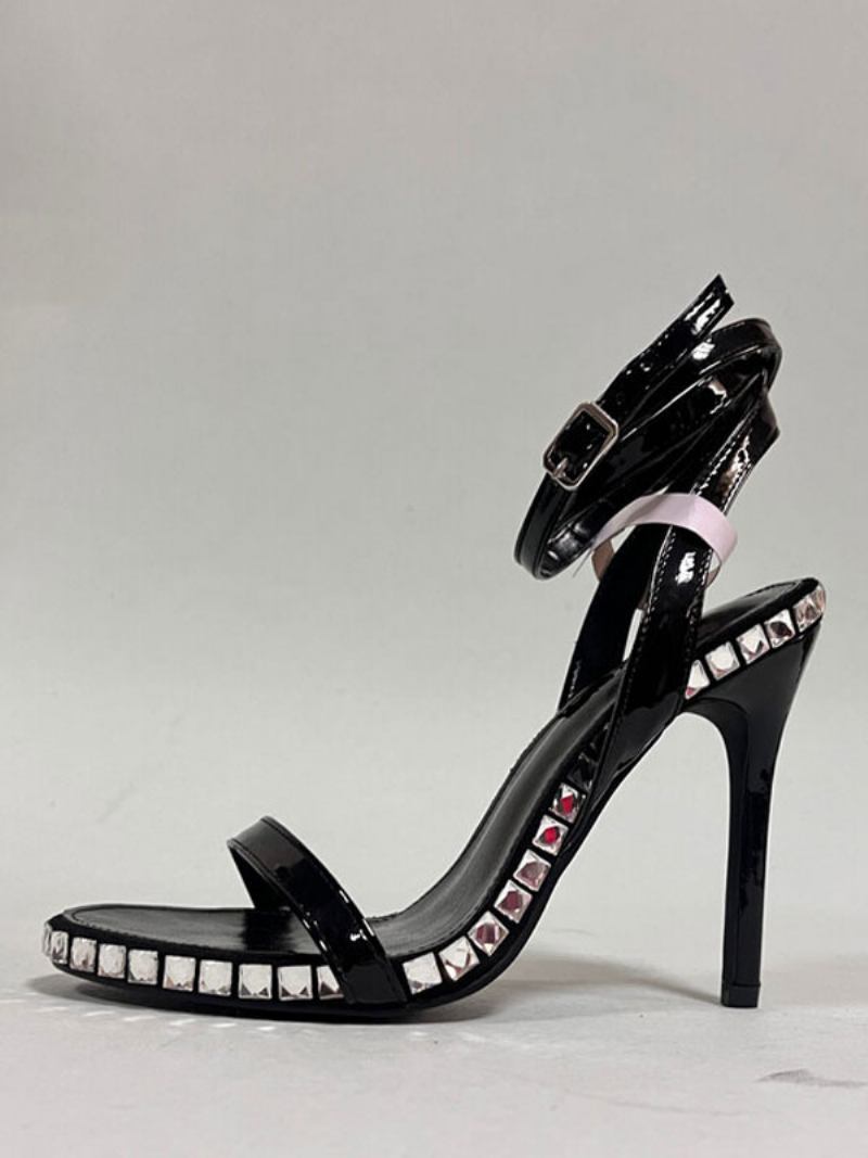 Ženske Sandale Na Petu Od Pu Kože S Okruglim Prstima Stiletto