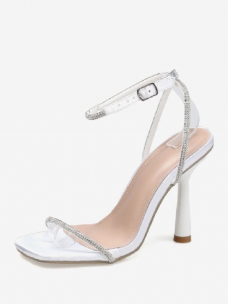 Ženske Sandale Na Petu S Četvrtastim Prstima Stiletto Lakiranu Kožu