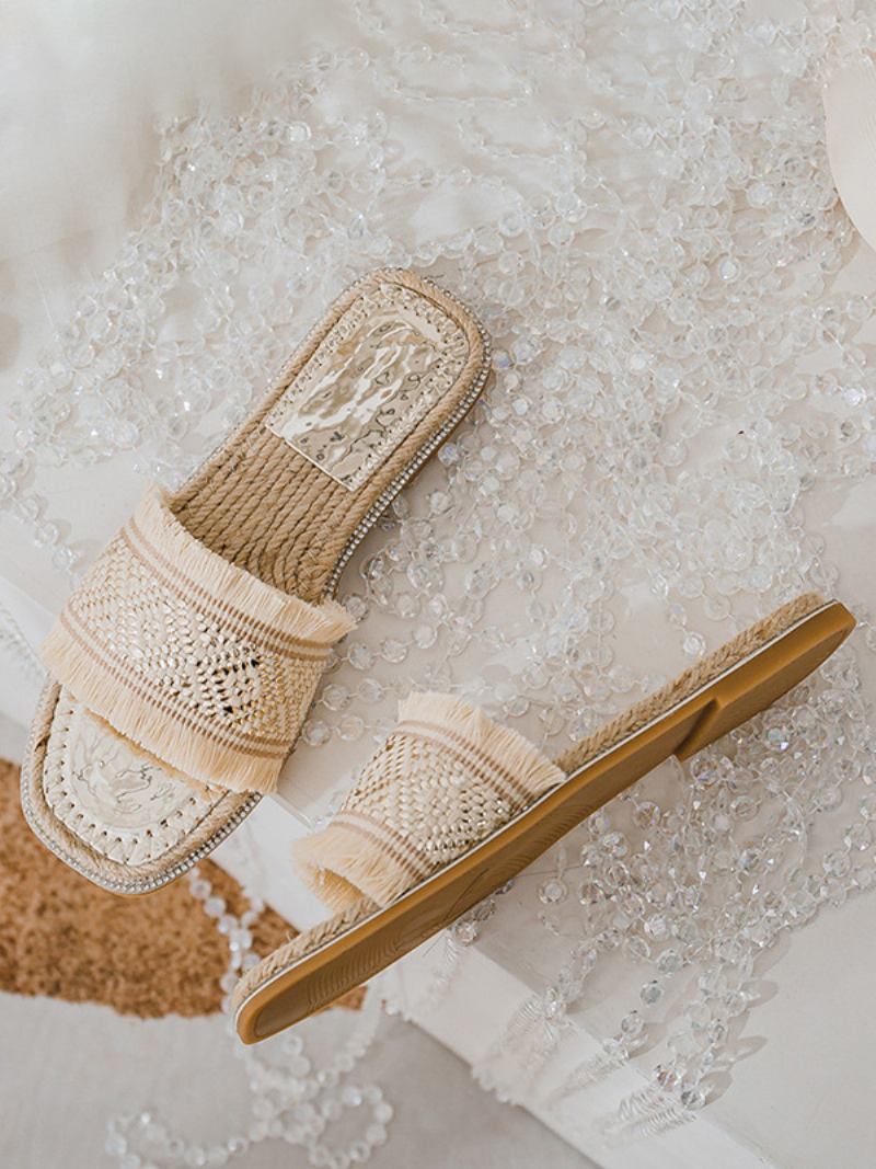 Boho Klizne Sandale Ženske Elegantne S Resama Otvorenim Prstima