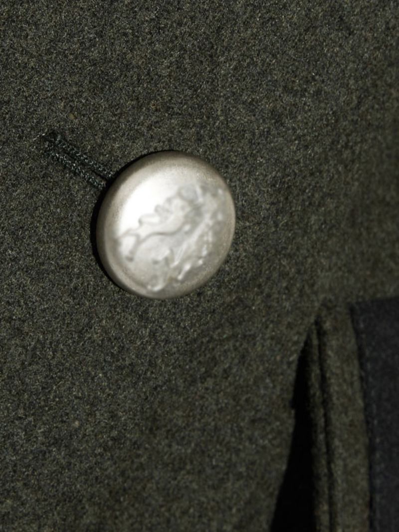 Vojni Vuneni Kaput Ženski Asimetrični Gumbi Džepovi Lovački Zeleni Zimski Dugih Rukava Udobna Gornja Odjeća Za Aktivnosti - Hunter Green