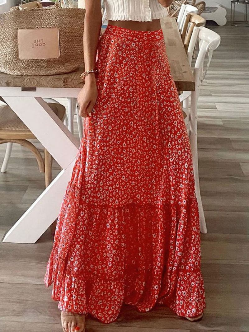 Puna Suknja S Visokim Strukom Elegantan Ženski Donji Dio - Crvena